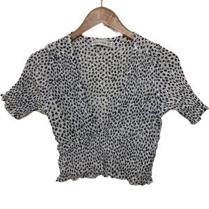 Blue Flowers Print Blouse Size M